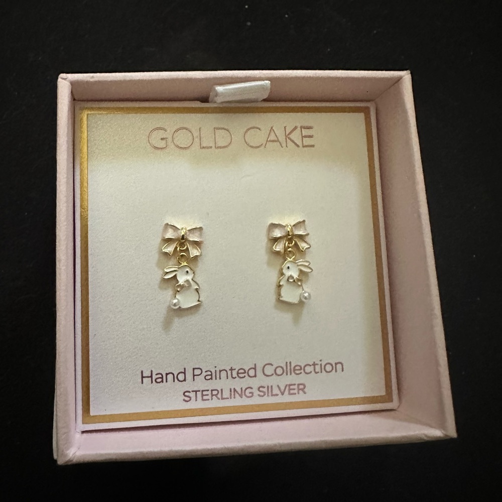 Gold Cake Bunny Earrings